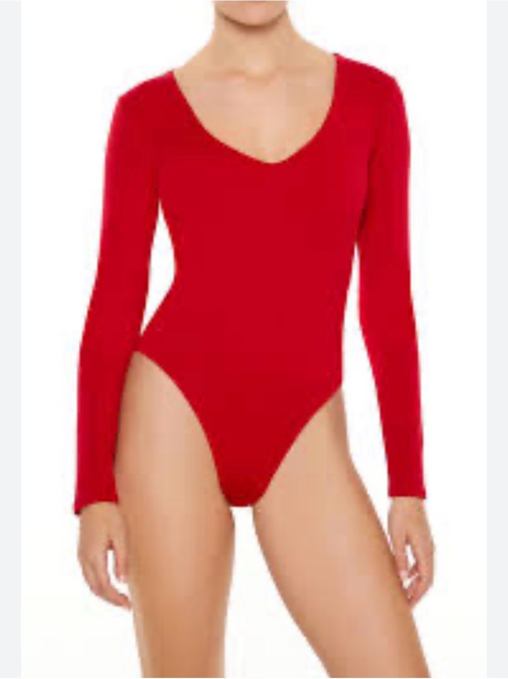Red Long Sleeve V-Neck Bodysuit Size Medium